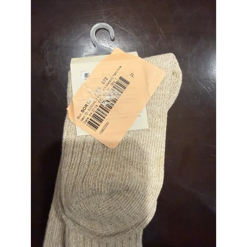a.n.a Knee High Boot Socks Oatmeal Metallic Knit 1 Pair Women’s Shoe Size 4-10